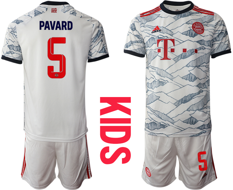 Youth 2021-2022 Club Bayern Munich Second away white #5 Soccer Jersey->youth soccer jersey->Youth Jersey